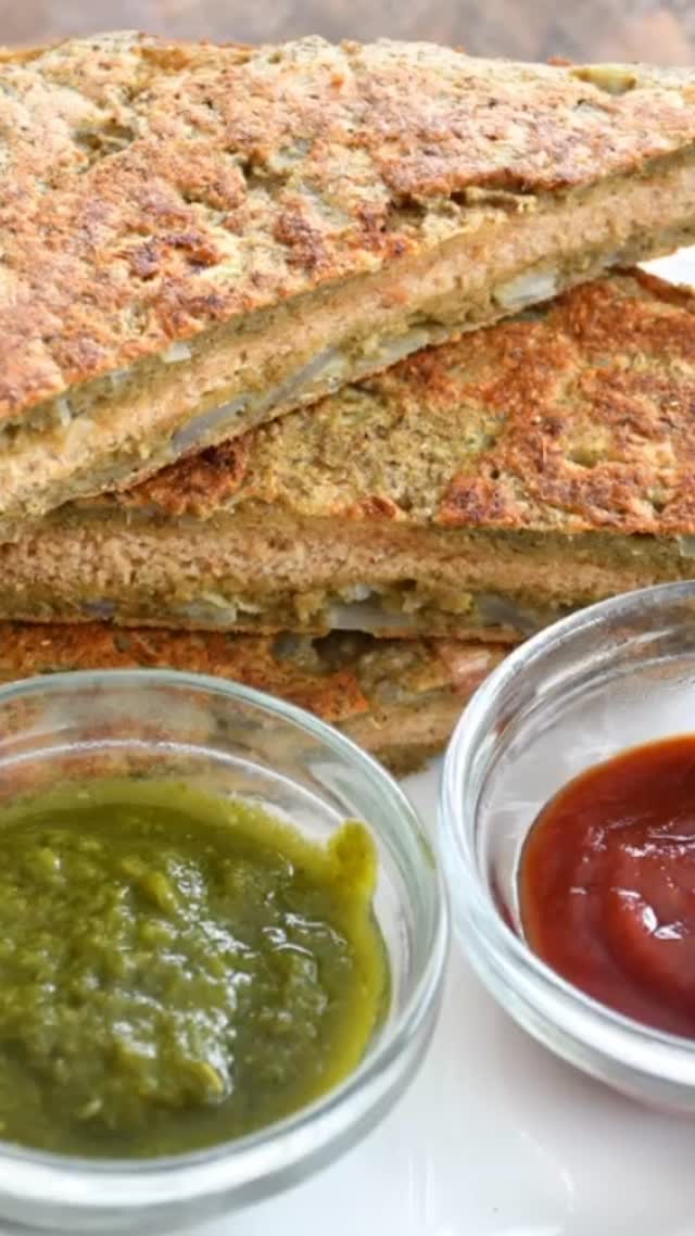 #This sandwich recipe is a little different from a normal sandwich; usually we add vegetables, but this one has the added protein of dal. And we know that protein gives a good start in the morning!  It can be eaten hot or as you like#moongdal bread sandwich #breckfast #recipeon👇🏾 

Ingredients

Serves: 4

6 slices bread—whole grain, white, or whole wheat (I used whole wheat)
1 cup green or yellow moong dal, soaked for 6 to 7 hours
1 medium onion - finely chopped
1 or 2 green chillies or to taste
1 tsp red chilli powder
Salt to taste
Oil for roasting
⅓ cup coriander leaves
1 tsp ginger and garlic (optional)
½ tsp hing (asafoetida) 

Grind the dal with green chillies, ginger, garlic, hing, and make a thick paste (not too watery) and keep aside.
Add onion, salt, red chilli powder, and coriander leaves. Mix and keep aside for about 15 minutes. 
Cut the bread into triangles. 
Start on medium heat and put the fry pan or griddle on the stove. Spread the oil on the griddle or pan.
Take the batter and dip the bread slices in it and then put on the pan. If the batter is too watery, add more chickpea flour and mix. 
Roast on both sides until golden brown.
Enjoy hot with green chutney and tea!
Note: if you want more protein add cheese slices also.