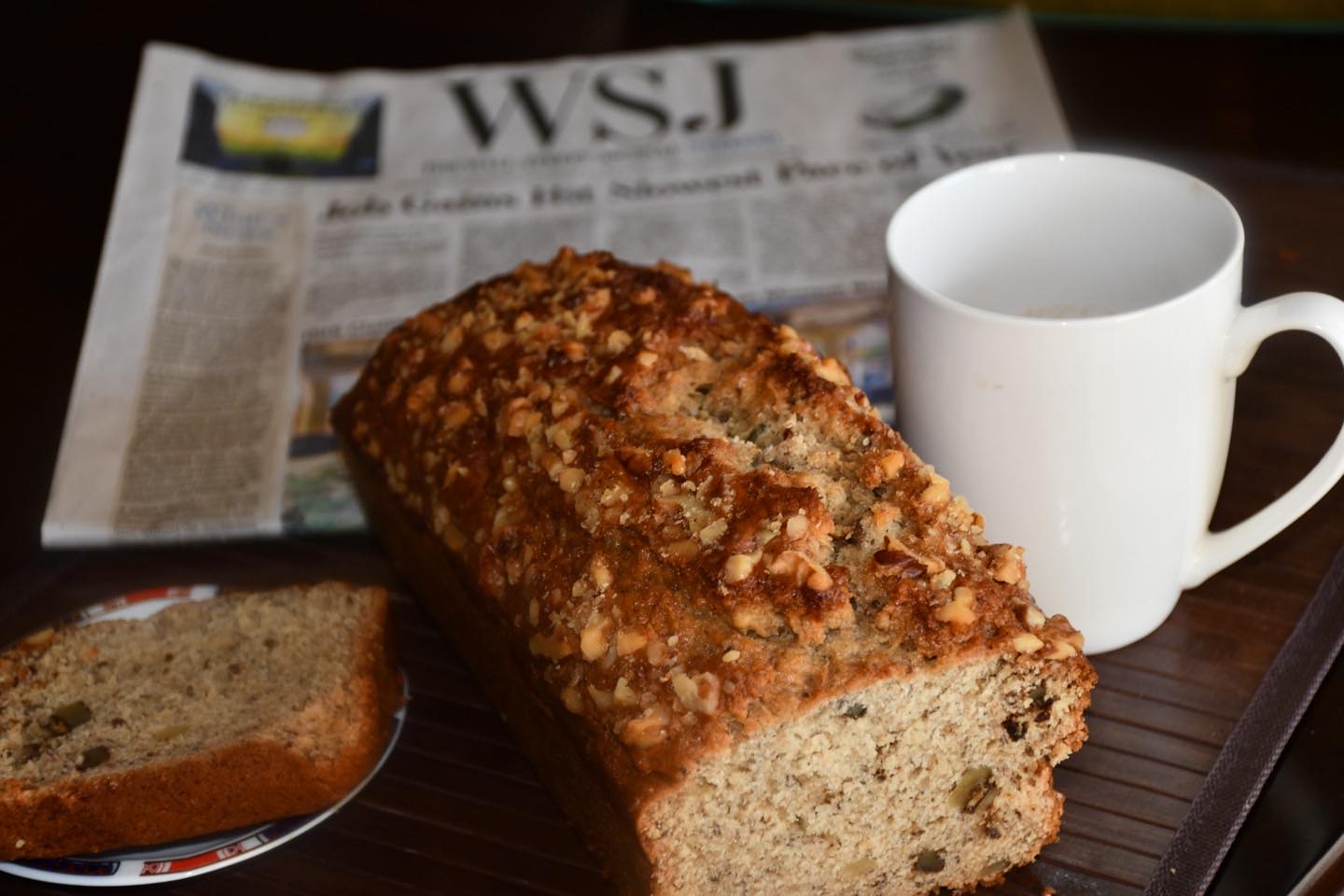 #Banana bread #breakfast#snack#At tea time, we always need a snack, and this is unique and delicious! Try this delicious banana bread recipe#recipe on👇🏾
Ingredients:
Serves: 4 to 6
1 ¾ cups bread flour
2 tsp baking powder
½ tsp baking soda
½ tsp salt
⅓ cup butter room temperature
1 cup mashed bananas (about 2-3 ripe bananas)
2 tbsp milk
2 eggs
1 cup chopped walnuts, chopped
Method
Preheat the oven to 350 F, spray a bread pan with oil/grease, and keep aside.
Take a medium bowl and add flour, baking powder, baking soda and salt. Mix and keep aside.
Mash the bananas with milk and eggs and mix well.
Add the remaining dry ingredients, mix, and add ½ cup of walnuts and stir for about 1 or 2 minutes. Do not overmix the bread dough.
Spread evenly into the pan, sprinkle with remaining ½ cup walnuts.
Bake for about 55-60 minutes, or until a toothpick inserted in the center comes out clean.
Cool in pan for about 10 minutes, remove from pan and cool on a wire rack.