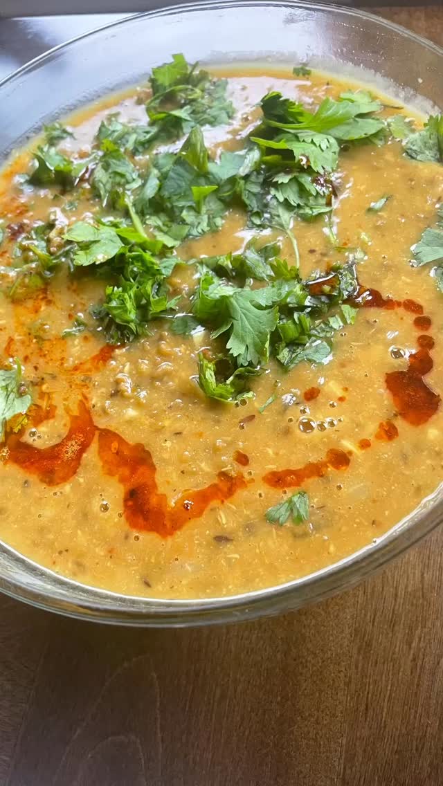 #restrorentstyle dal#Moong Dal is one of the most popular and versatile lentils in Indian cooking. It is light, easy to digest, and packed with protein, making it a staple in everyday meals. Moong dal has a mild, slightly sweet flavor and cooks quickly compared to many other dals. It can be used to prepare comforting dals, khichdi, soups, curries, pakoras, or even sweets like halwa.

Ingredients:

1 cup whole moong dal - wash and soak for 6 to 7  hour (or over night)
2 large onion - finely chopped
3 green chilli - finely chopped
1 inch ginger - finely chopped
4 tbsp ghee - adjust as per taste / more if needed 
1 tablespoon oil
2 tsp cumin seeds
4 cloves
½ inch cinnamon stick
1 tsp black pepper powder
1 tsp hing
2 bay leaves
2 tsp red chilli powder or kashmiri red chilli powder
2 tsp coriander powder
Salt to taste
2 tsp turmeric powder
½ cup dahi (yogurt)

Method 

Take a heavy pan and put on the  heat, add 2 tbsp ghee with 1 tbsp  oil and wait for a minute.
Add cumin seeds and hing and bay leaves, cinnamon when cumin seeds crackle, add 1 onion. salt and turmeric powder. 
Add,  mix and add 5 cup water or more depending on the size of the pan.
Cover and wait for about 3 hours for slow heat.

Mix often. If recurred add more hot water, see dal concictensy. 
Take a fry pan and add leftover ghee, on medium heat. Add clove 
Add 1 chopped onion on slow heat, mix, now add green chilli and coriander powder.
Mix often, for 1  minute. Then add dhai and keep on slow heat.
Stir occasionally, wait for about 2 minutes. 
Keep mixing  dal , now see dal almost tender. 
Add onion mixture into the dal mix, add black pepper and red chilli powder as your taste.
Serve with rice and roti.
Note: need patience on this recipe. 
Add as needed to ghee.
When adding dhai , heat slowly and mix until you see the oil in the bottom of the pan. 
Slow heat  makes the dal more creamy and tasty. 
Need more recipe check my website