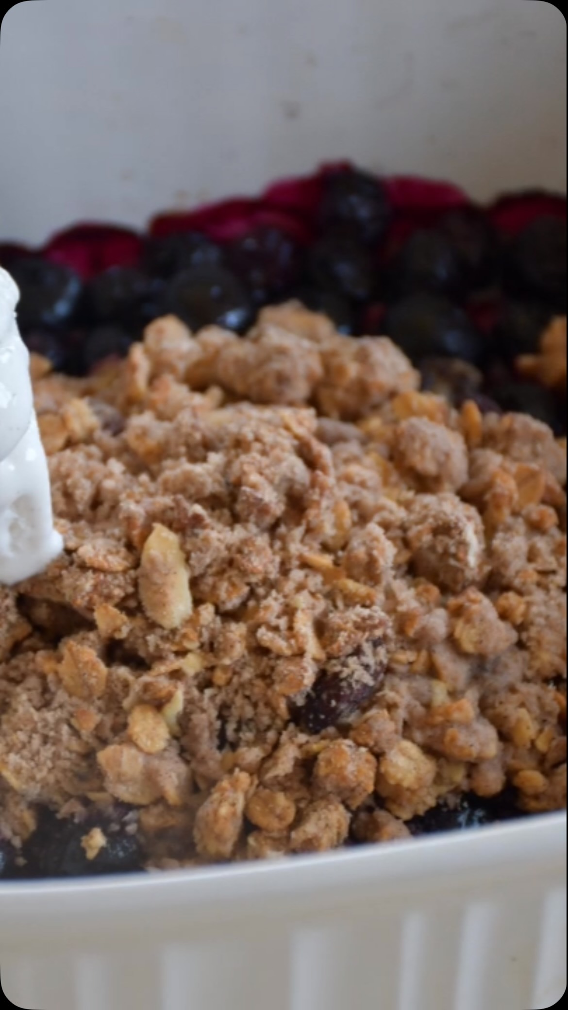 #blueberry#crisp #ice-cream#Winter is always an excellent time to eat hot sweet dishes. It is even better, if served with ice cream. Soft and melty ice cream with a crispy texture and flavor of blueberry & cinnamon makes it an unbeatable dish. It is liked by adults as well as kids and is very easy to make#recipeon👇🏾 

 

Ingredients 
Serves : 6 
4 cup fresh or frozen blueberry 
1 tbsp lemon juice 
¾ cup light brown sugar 
½ cup all purpose flour 
½ tsp cinnamon powder 
¼ cup unsalted butter , room temperature - cut into pieces, extra for greasing.
¾ cup rolled oats

Method 
Preheat the oven to 375 F  and grease a shallow baking dish.
Spread  the blueberry evenly over the bottom of the prepared baking dish and sprinkle with the lemon juice.
Take a bowl and add brown sugar, flour, cinnamon, butter and oats. Using a fork,  mix everything.
Sprinkle the mix evenly over the blueberry.
Put in the oven for about 30 minutes till blueberry starts bubbling and the oats mixture is golden.
Serves with vanilla ice cream or as you like - hot or warm.
Enjoy!

Note: you can also serve blueberry mixture on top of yogurt also.